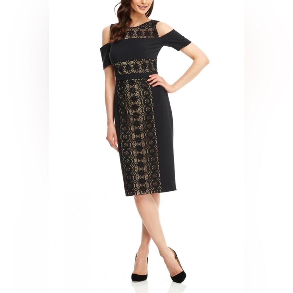 Maggy London Eileen Black Cold Shounder Mini Dress